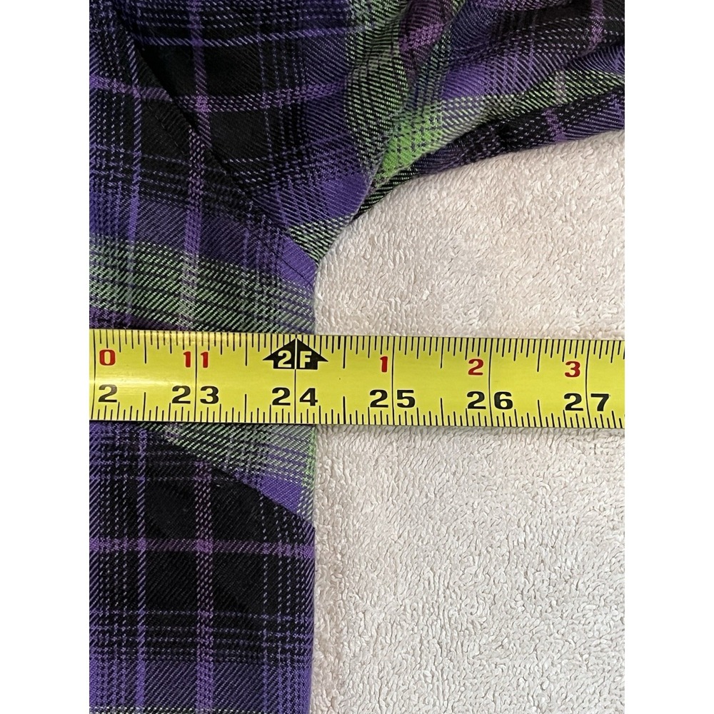 Dixxon Misfits Flannel Shirt Mens 2X Purple Green Plaid Punk Rock Rare - Picture 8 of 9